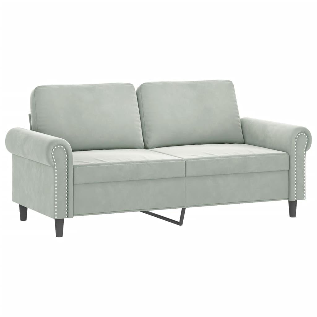 Light Gray Velvet 2 Piece Sofa Set with Throw Pillows Z61222