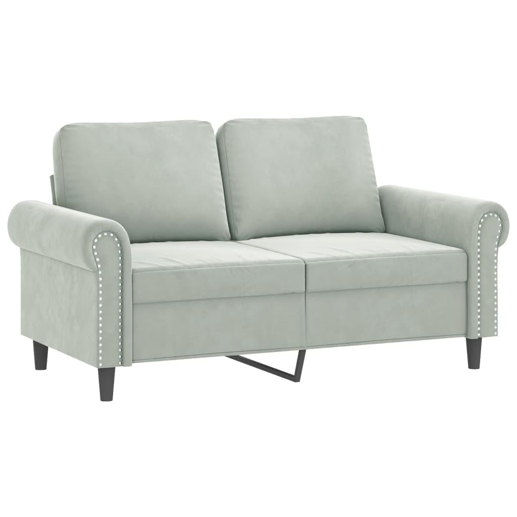 Light Gray Velvet 2 Piece Sofa Set with Throw Pillows Z61222