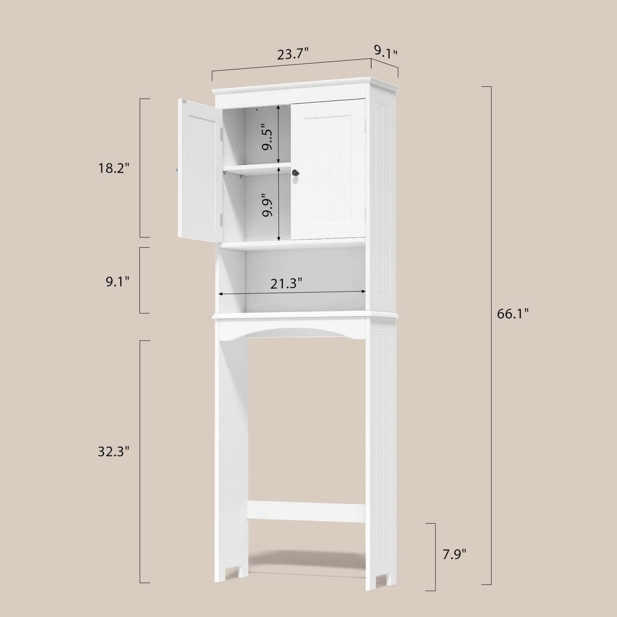 Over the Toilet Storage Cabinet with Adjustable Shelf, White U2037