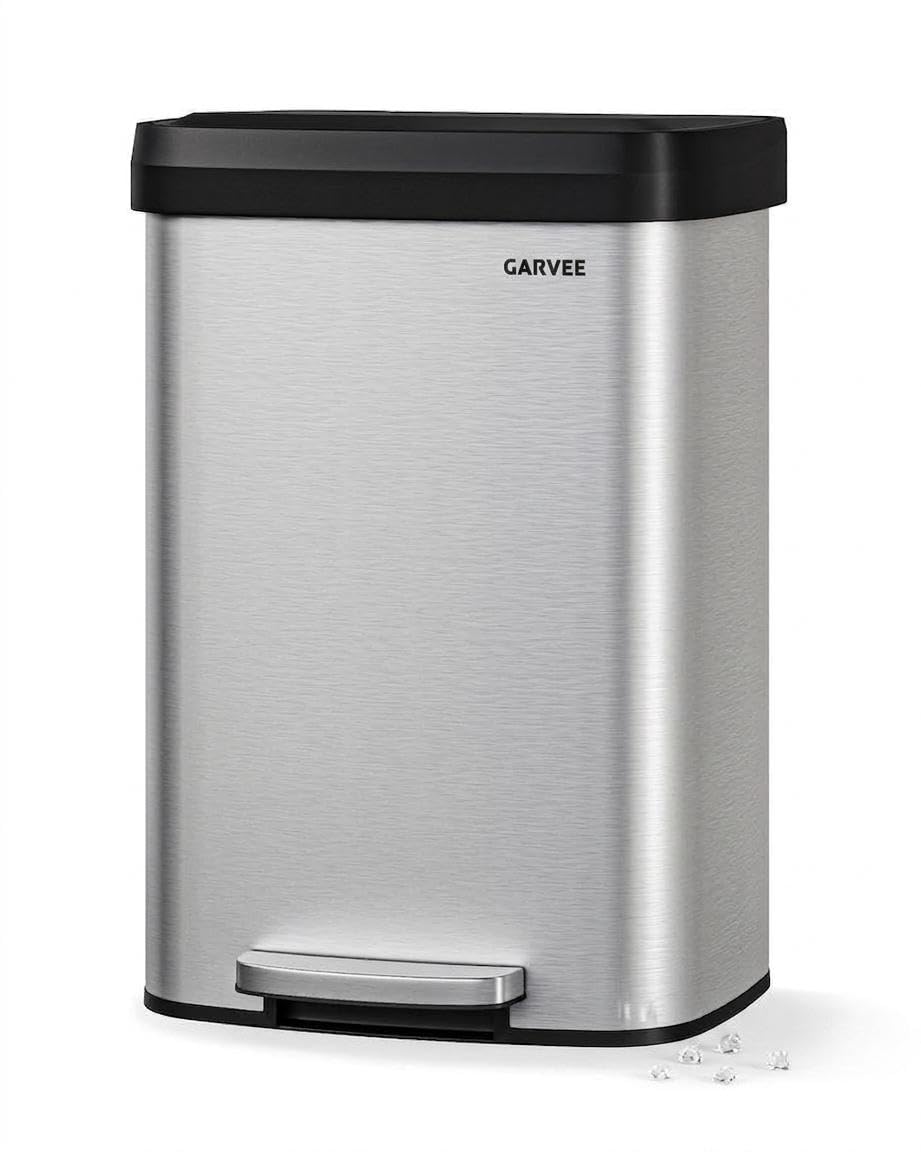 13 gal Stainless Steel Step-on Trash Can with Lid P498481
