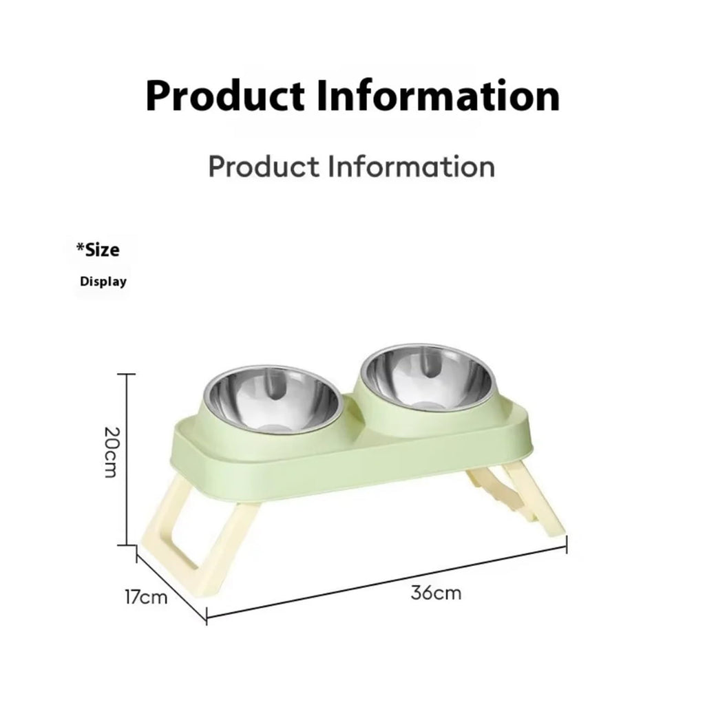 Foldable Elevated Stainless Steel Dual Pet Bowl E546066