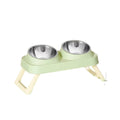 Foldable Elevated Stainless Steel Dual Pet Bowl E546066