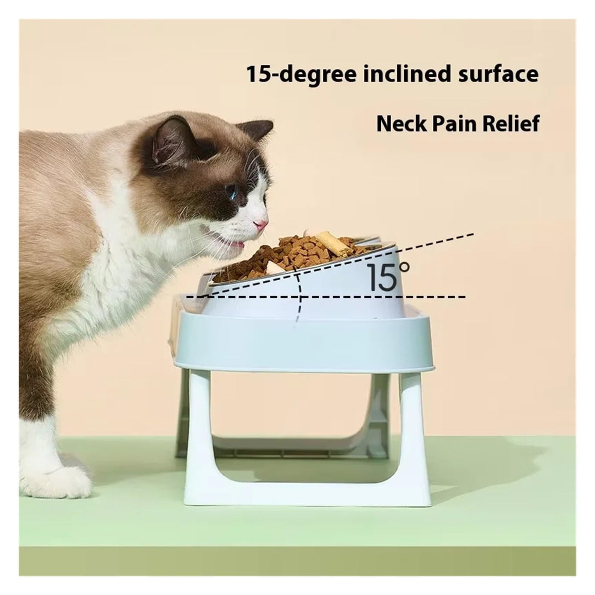 Foldable Elevated Stainless Steel Dual Pet Bowl E546066