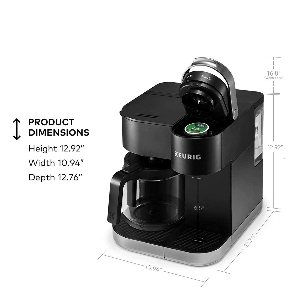 Single Serve K-Cup Pod & Carafe Coffee Maker, Black O297