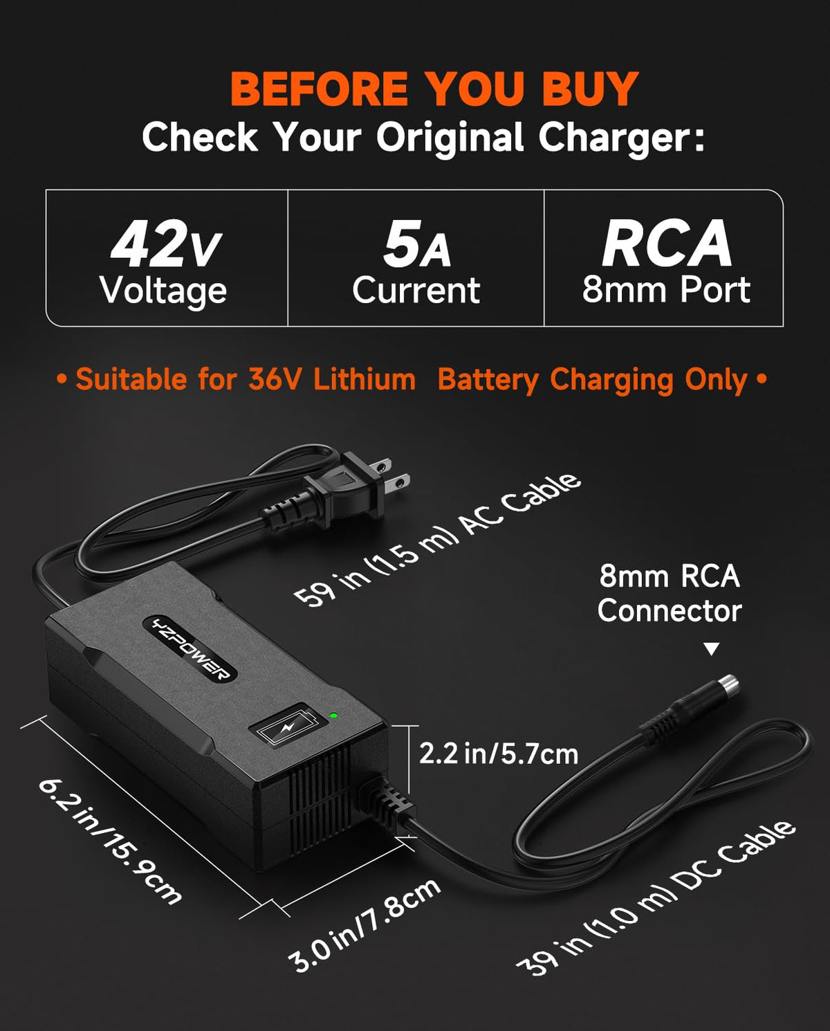 42V 5A Scooter Lithium Battery Charger J4202