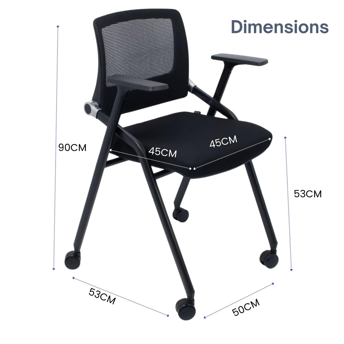 2 Pack Black Mesh Folding Office Chairs with Wheels R3173