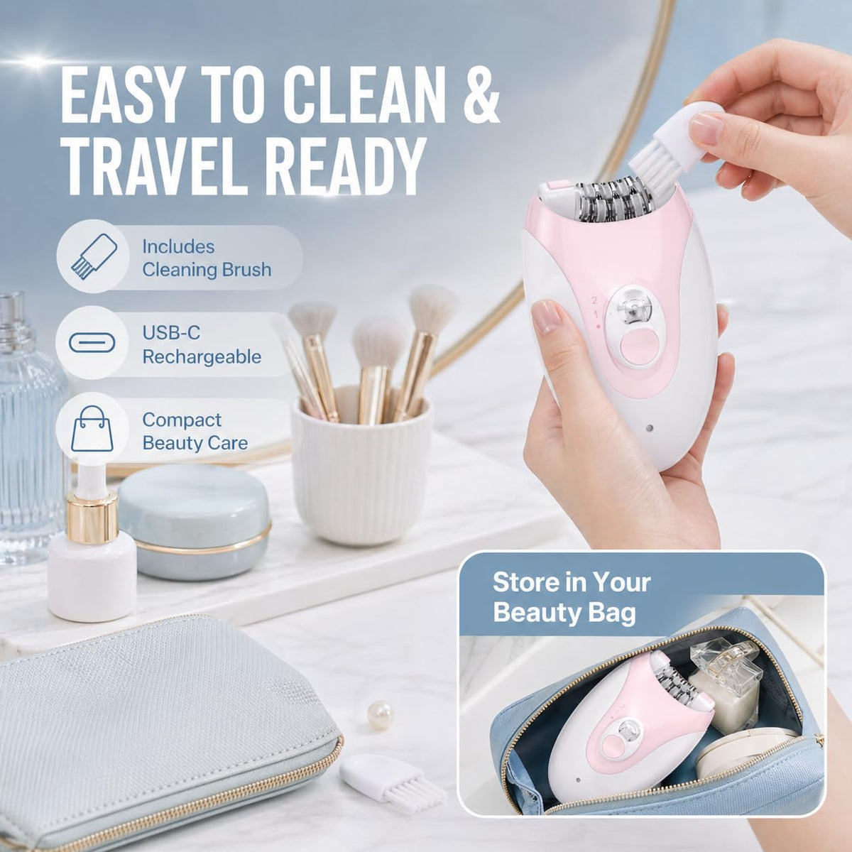 Electric Epilator with 36 Tweezers, 2 Speed Cordless USB R3107