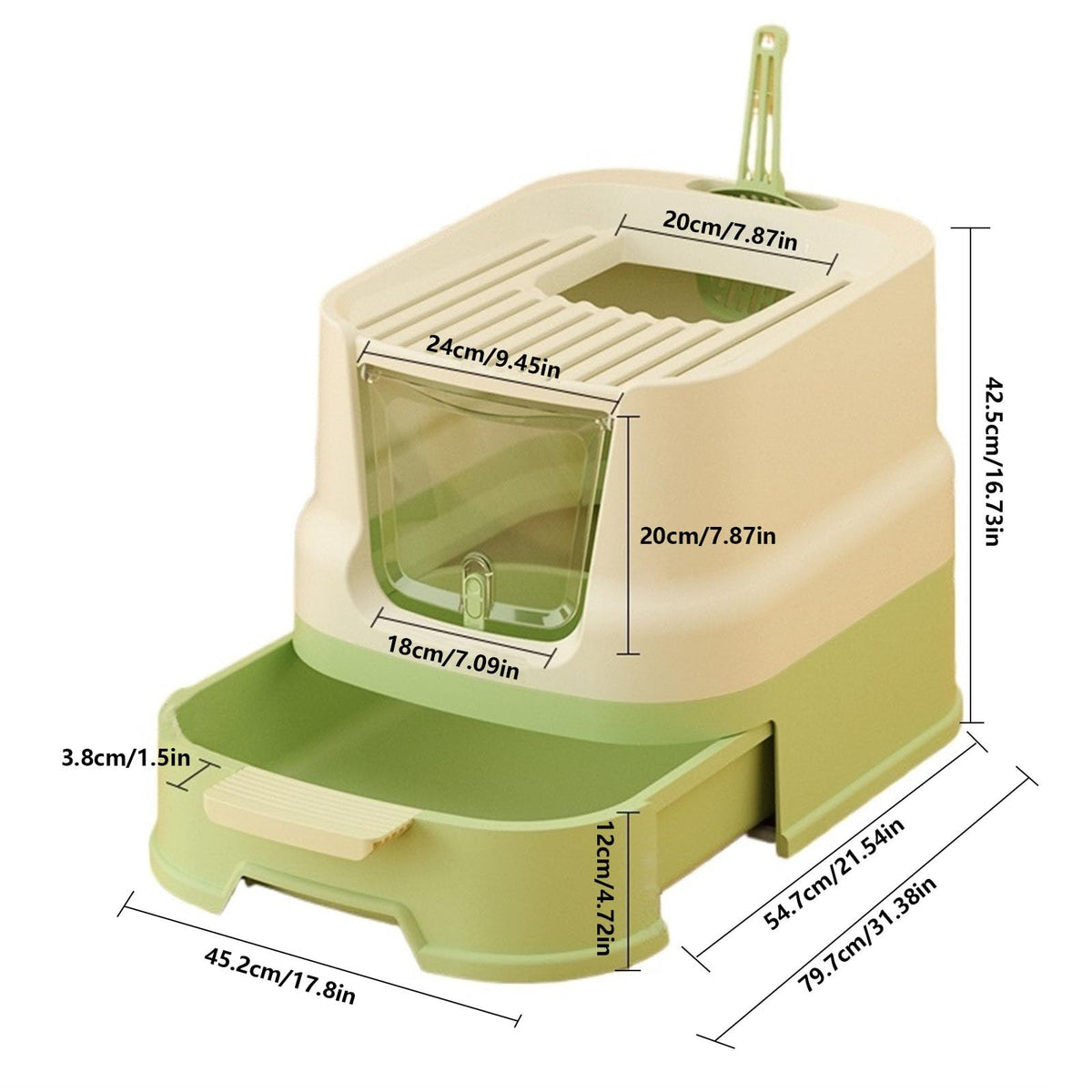 Large Top Entry Enclosed Cat Litter Box with Lid and Scoop M628