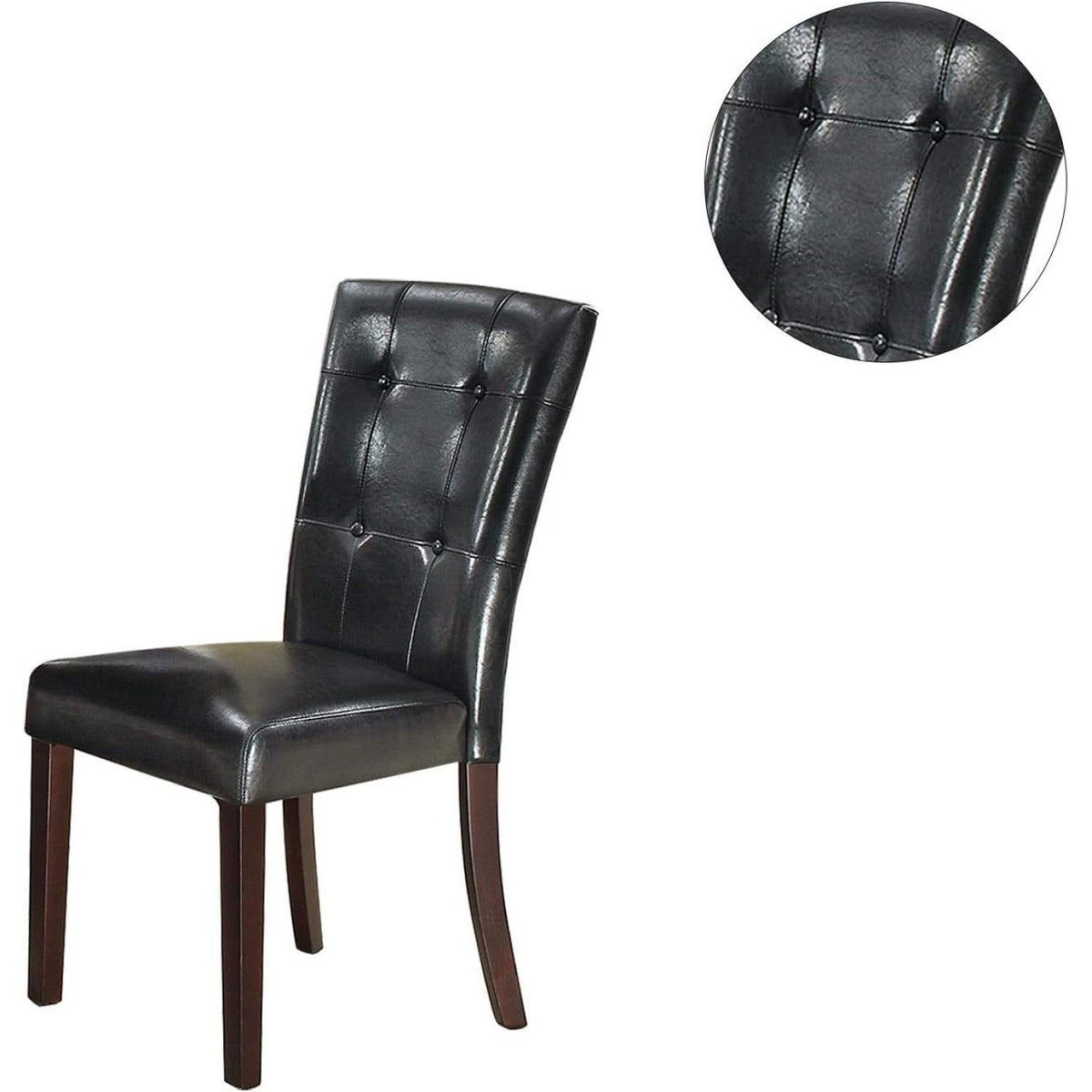 Black Faux Leather Parson Chairs Set of 2 P9065