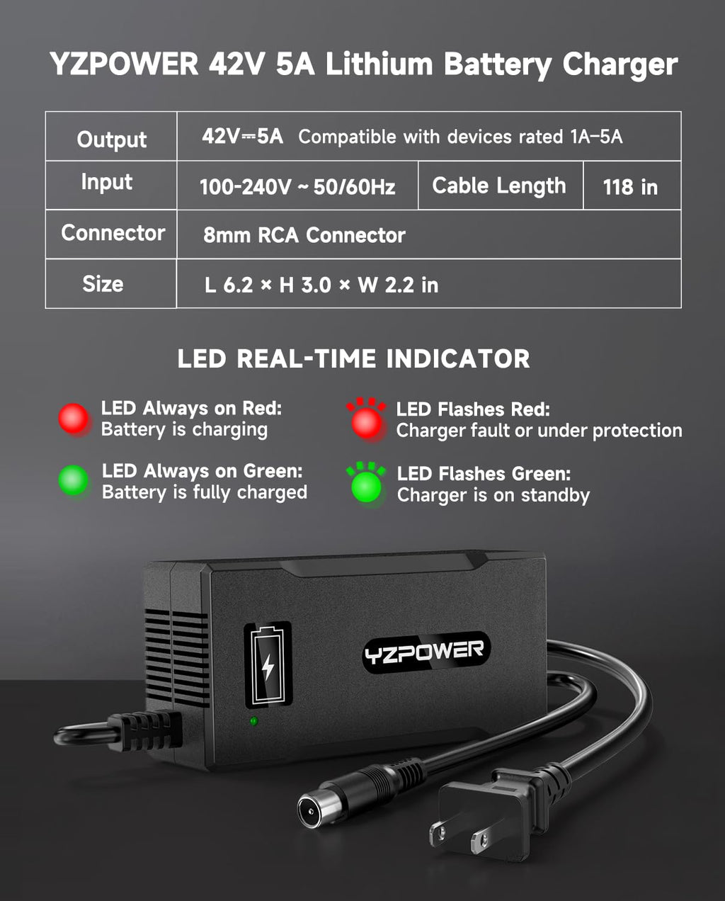 42V 5A Scooter Lithium Battery Charger J4202