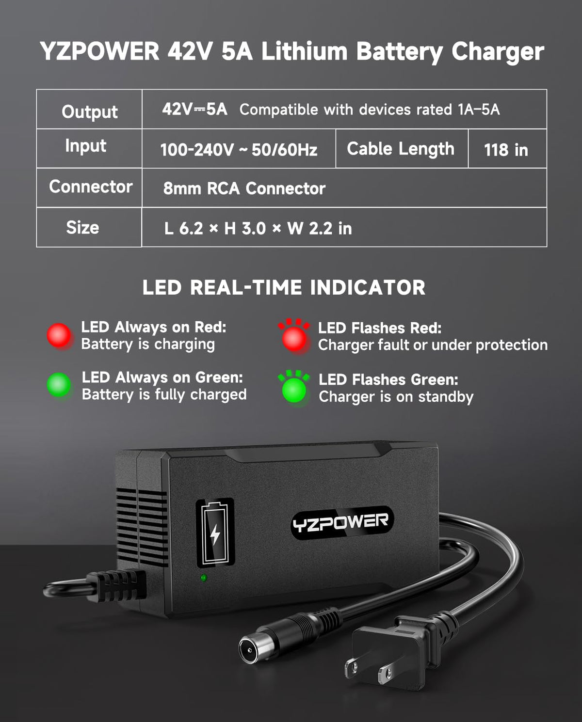 42V 5A Scooter Lithium Battery Charger J4202