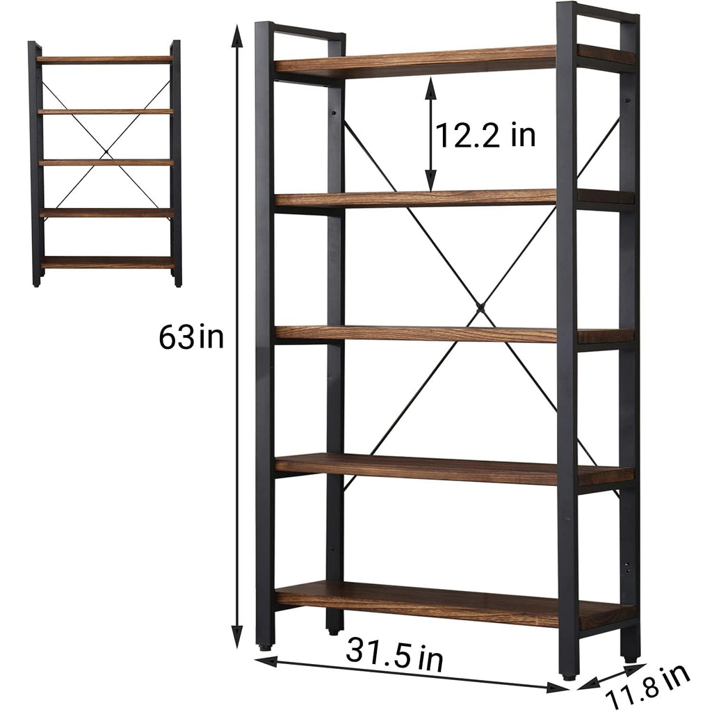 5 Tier Solid Wood Metal Bookcase Z9814