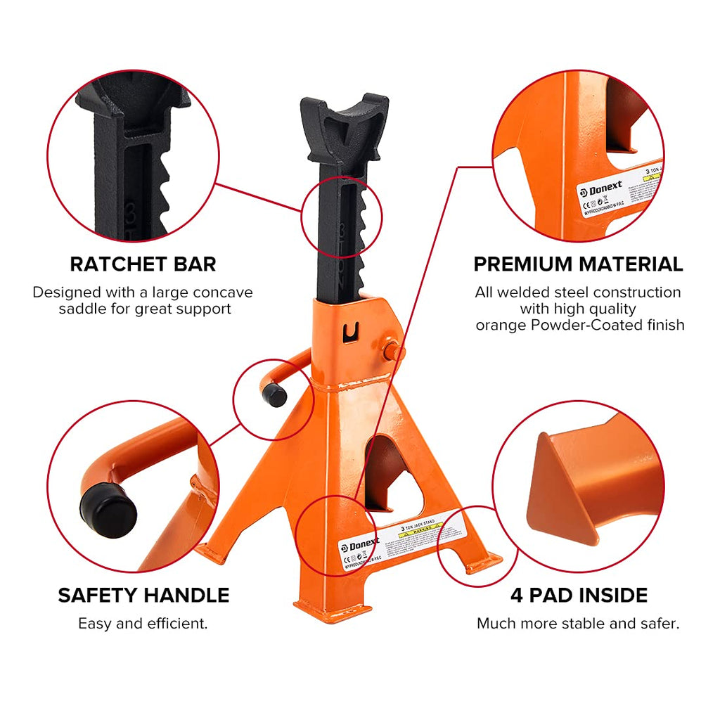 Steel Floor Jack and Orange Jack Stands R2536