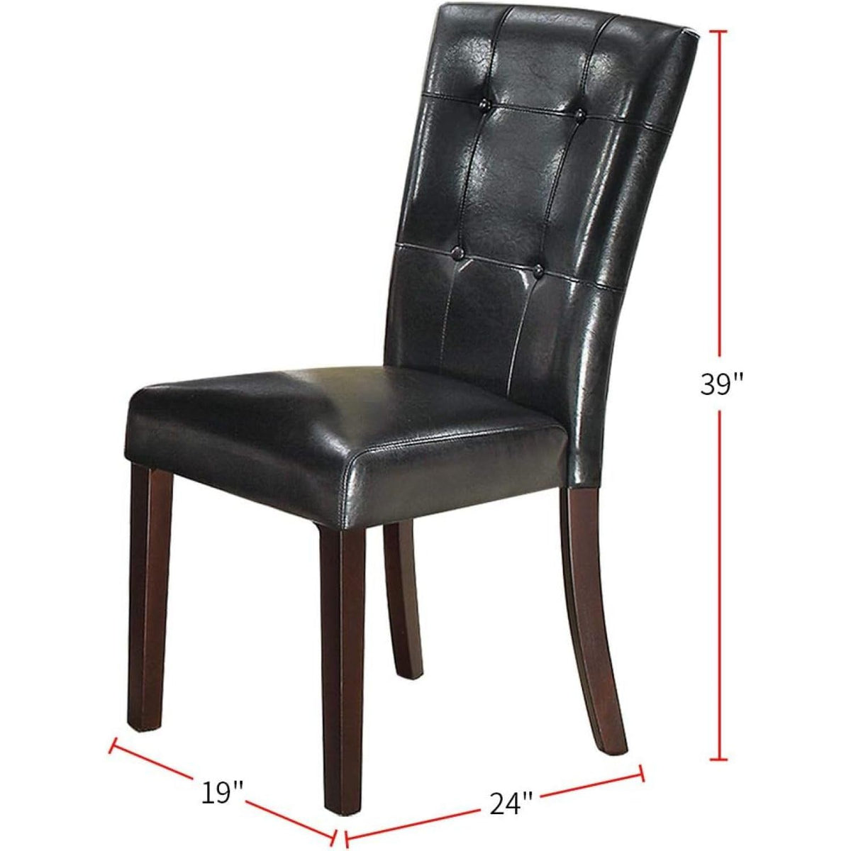 Black Faux Leather Parson Chairs Set of 2 P9065