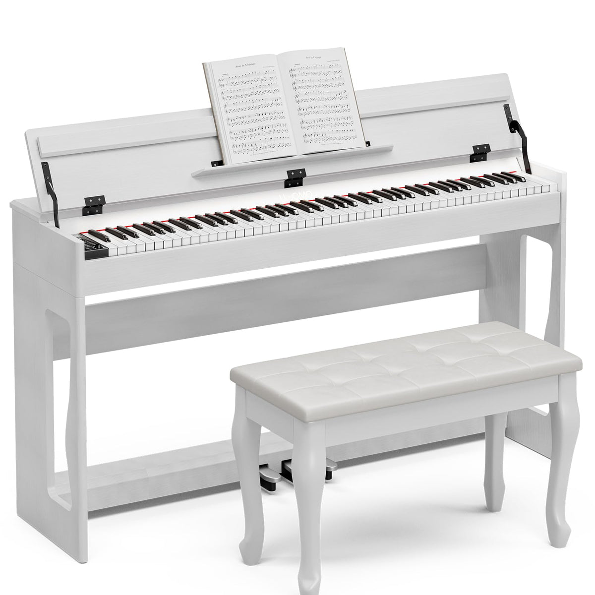 88 Weighted Key Digital Piano with Duet Piano Bench, Full Size Heavy Hammer Weighted Action Electric Piano Keyboard with USB MIDI, White L416210