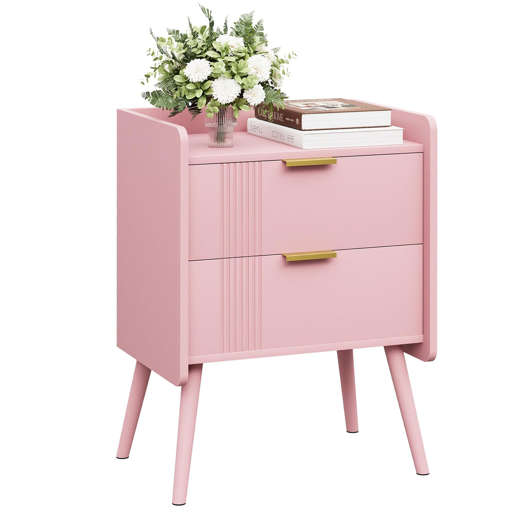 Pink 2 Drawer Wooden Nightstand R87325