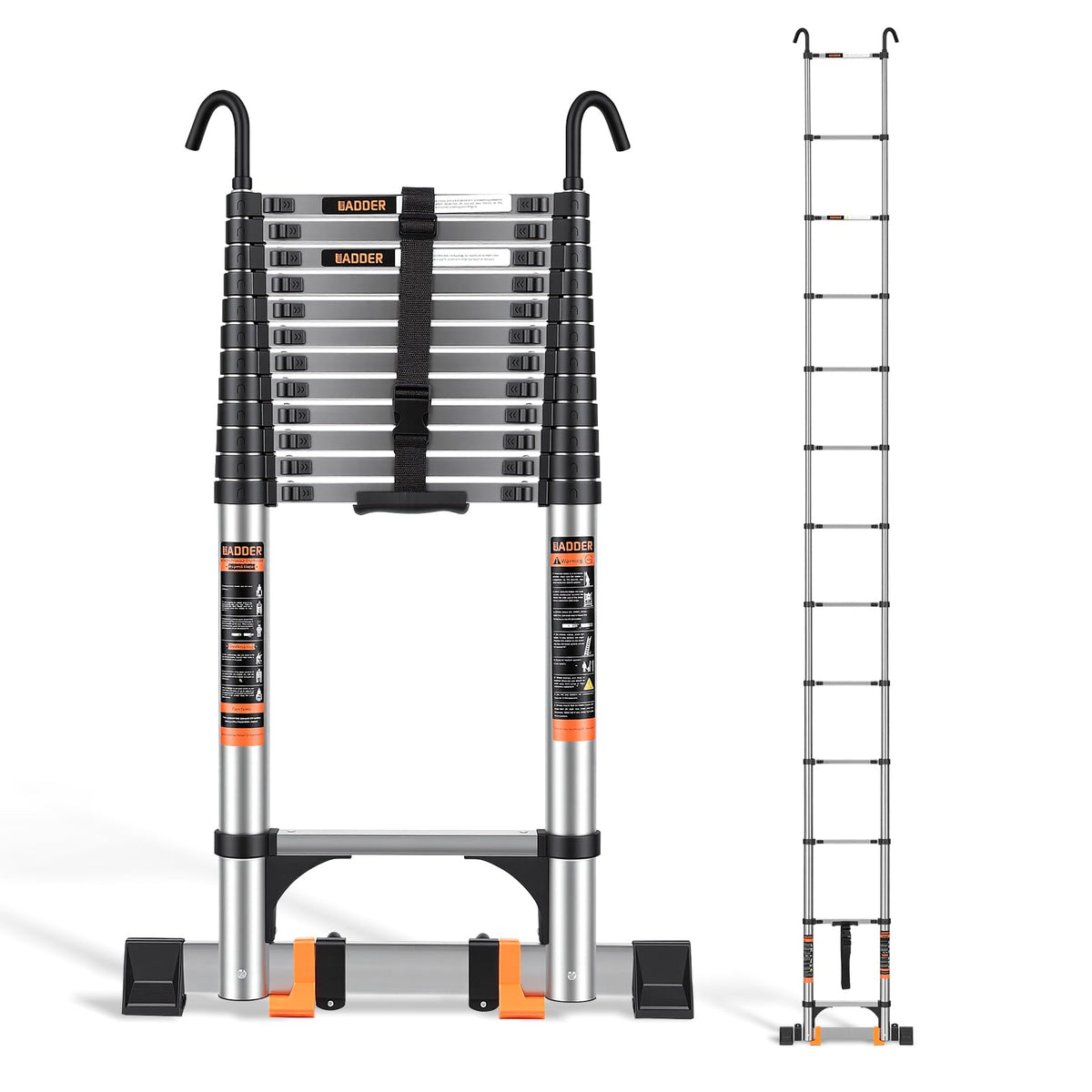 Telescoping Ladder 16.5 FT with Wheels & Hooks 330 lbs T7018