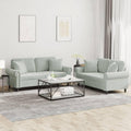 Light Gray Velvet 2 Piece Sofa Set with Throw Pillows Z61222