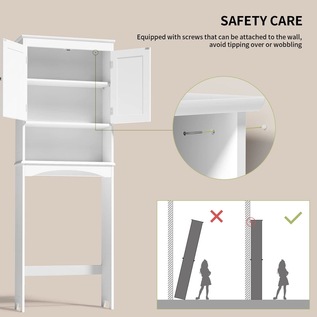 Over the Toilet Storage Cabinet with Adjustable Shelf, White U2037