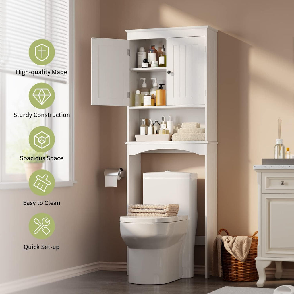 Over the Toilet Storage Cabinet with Adjustable Shelf, White U2037