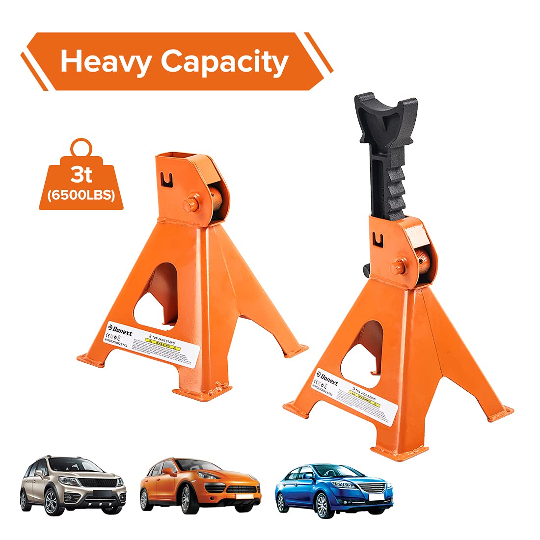 Steel Floor Jack and Orange Jack Stands R2536