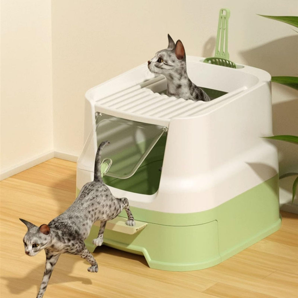 Large Top Entry Enclosed Cat Litter Box with Lid and Scoop M628
