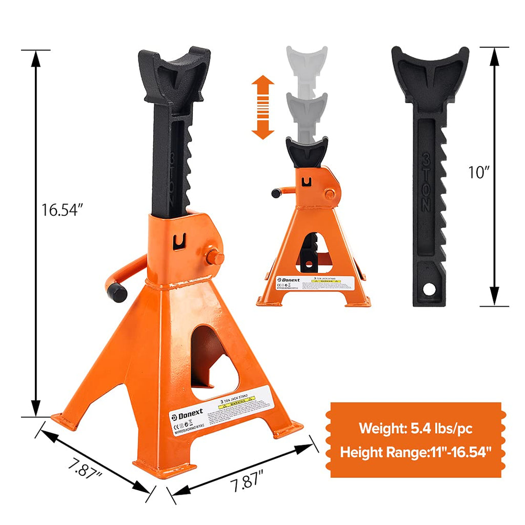 Steel Floor Jack and Orange Jack Stands R2536