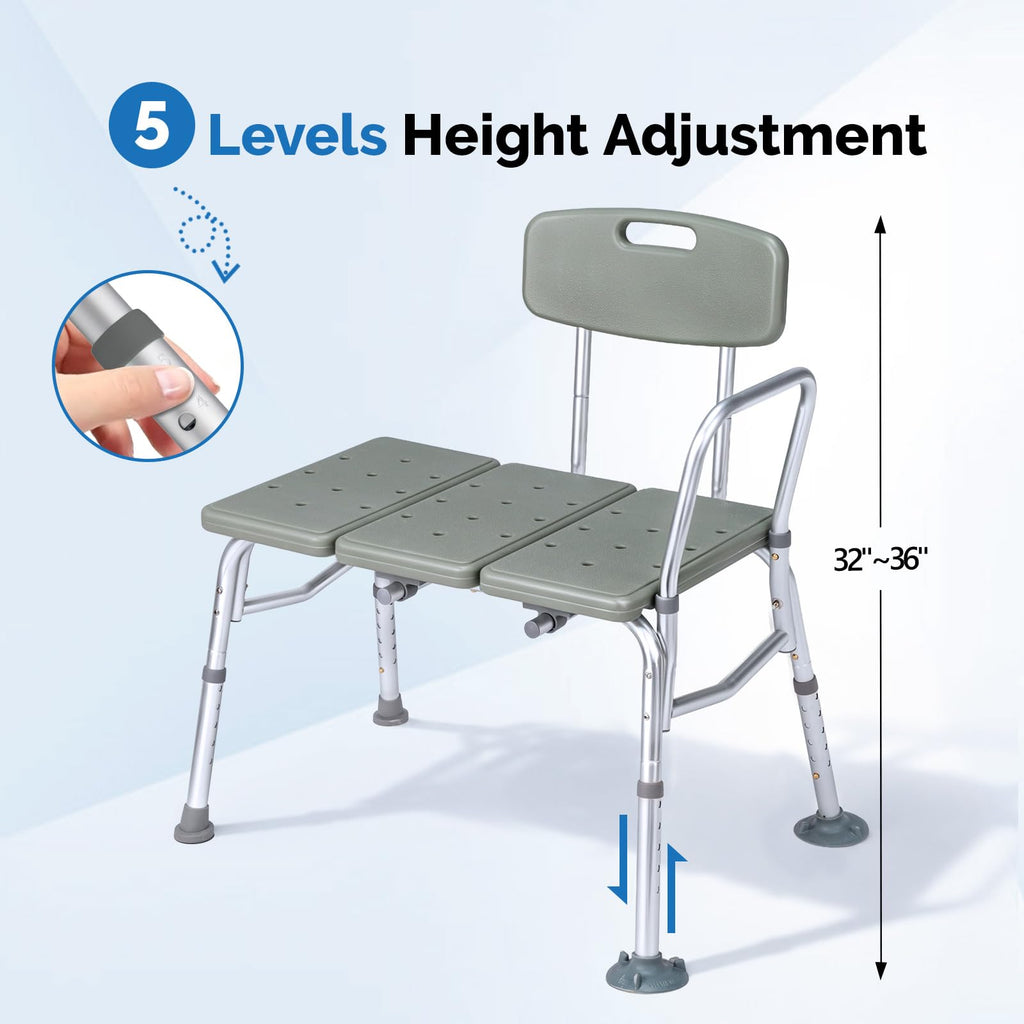 Height Adjustable Tub Transfer Bench Shower Chair with Backrest F7820