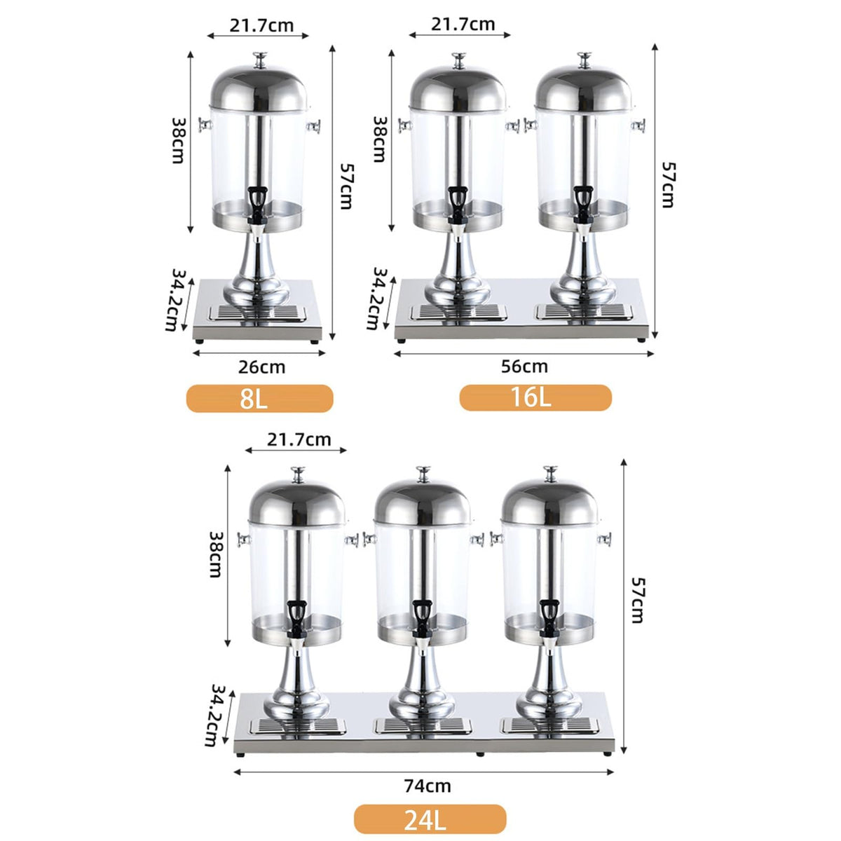 Stainless Steel Beverage Dispenser with Stand 24L P2559
