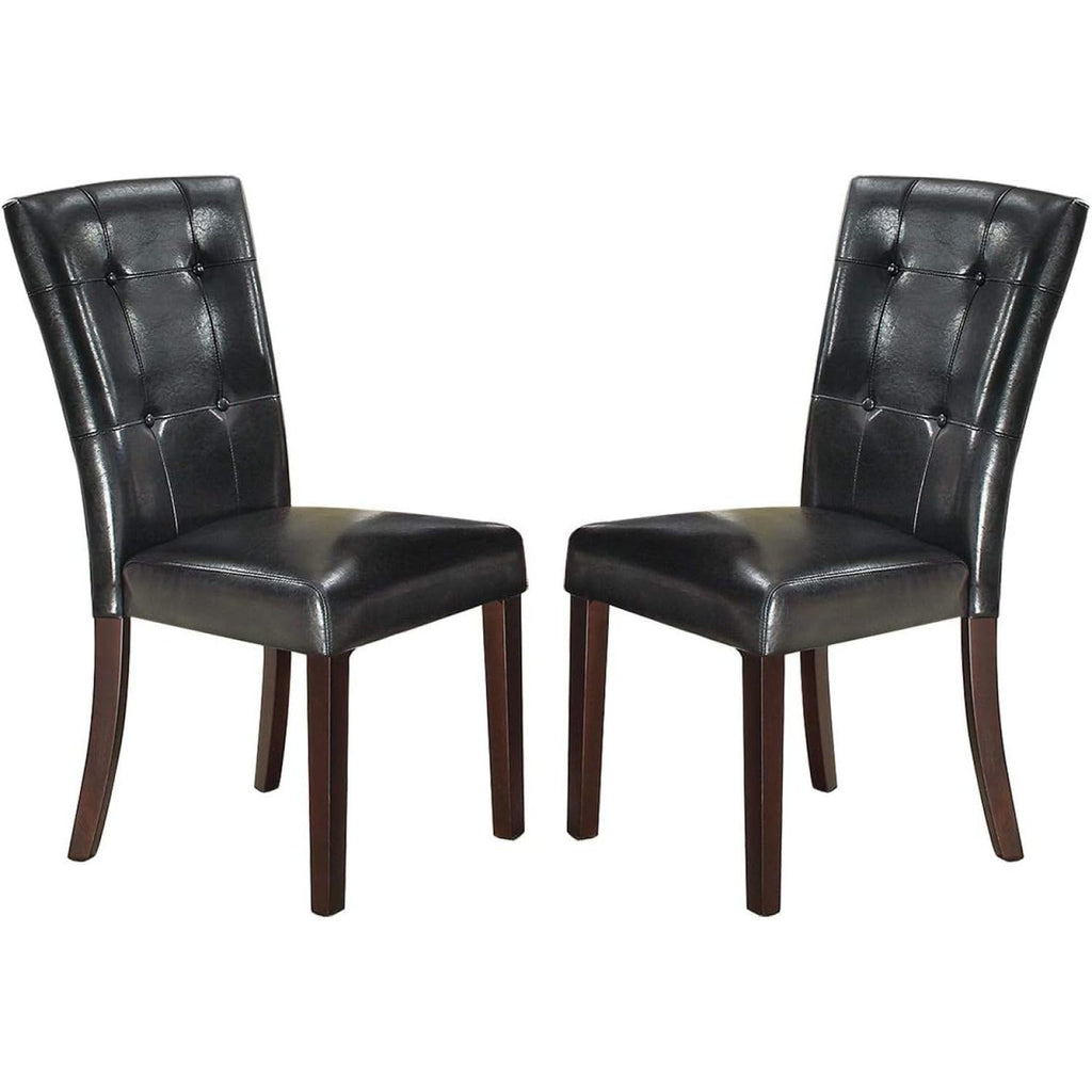 Black Faux Leather Parson Chairs Set of 2 P9065