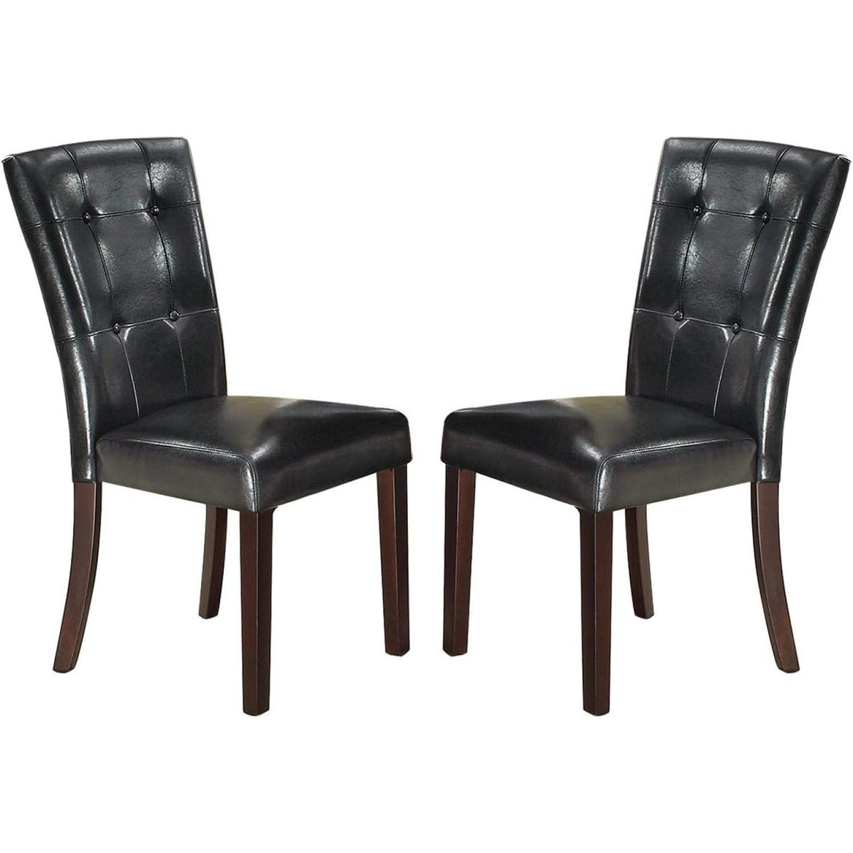 Black Faux Leather Parson Chairs Set of 2 P9065