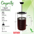 1 Liter Dishwasher Safe Borosilicate Glass French Press E1857
