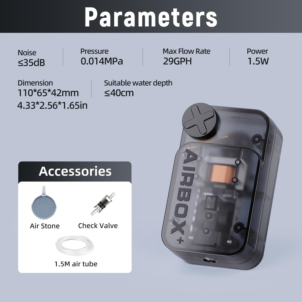 Aquarium Air Pump with Air Stone Bubbler Q81368