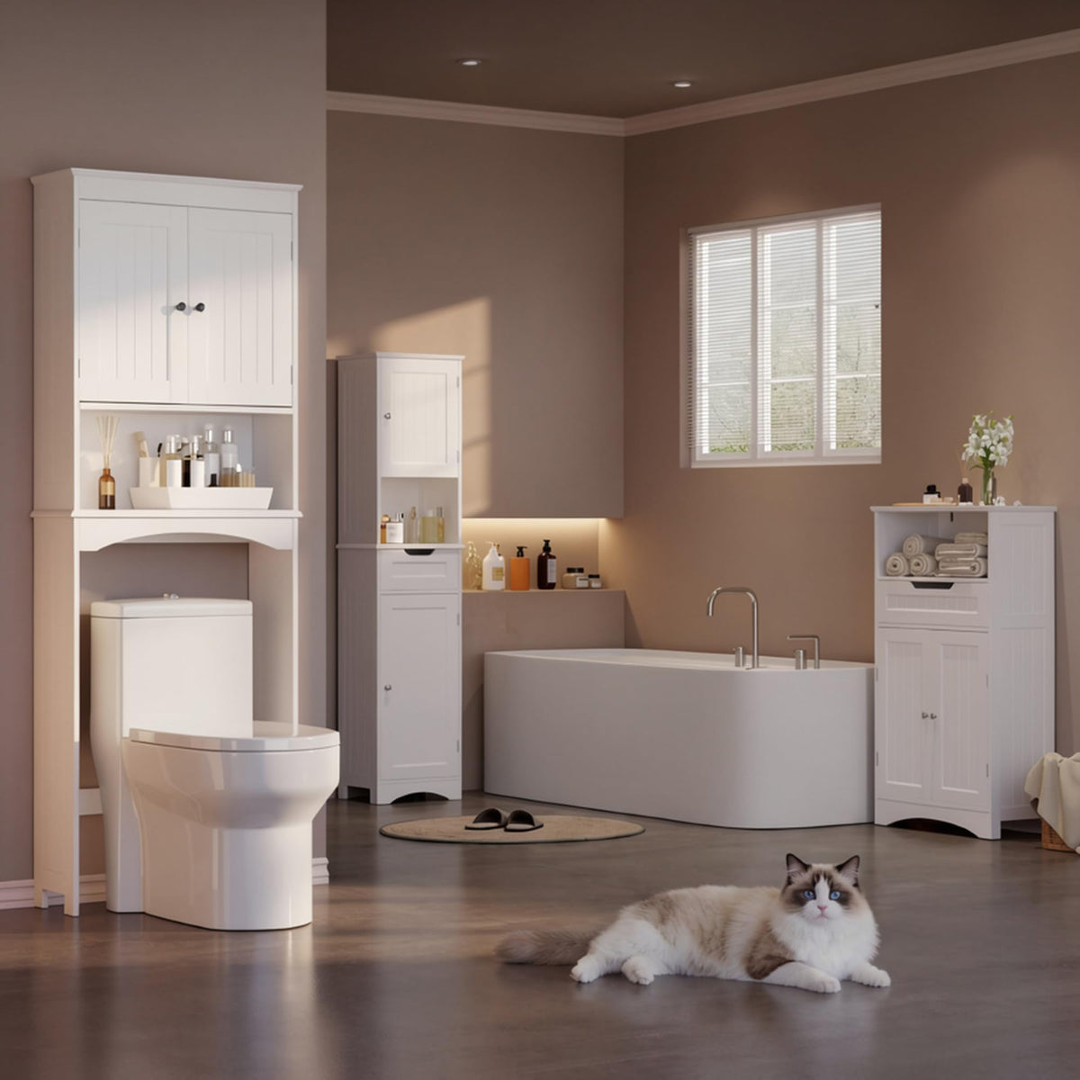Over the Toilet Storage Cabinet with Adjustable Shelf, White U2037