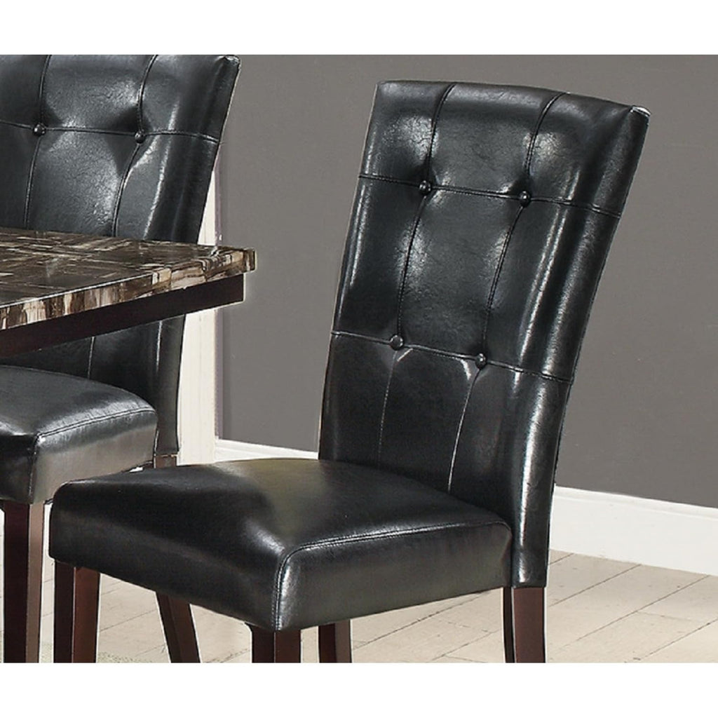 Black Faux Leather Parson Chairs Set of 2 P9065