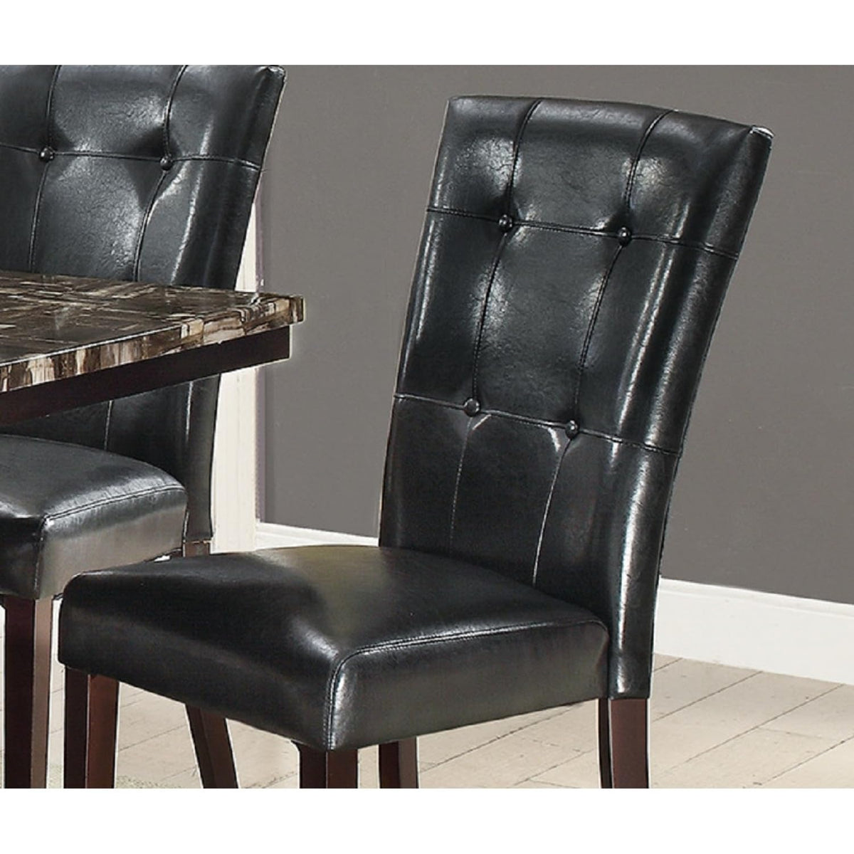 Black Faux Leather Parson Chairs Set of 2 P9065