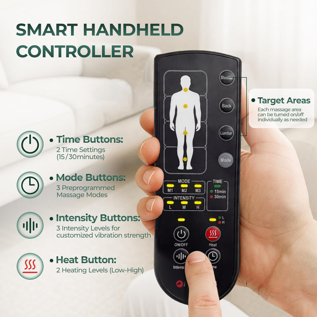 Full Body Massage Mat with Heat, 10 Motors, Detachable Massager Pad S569