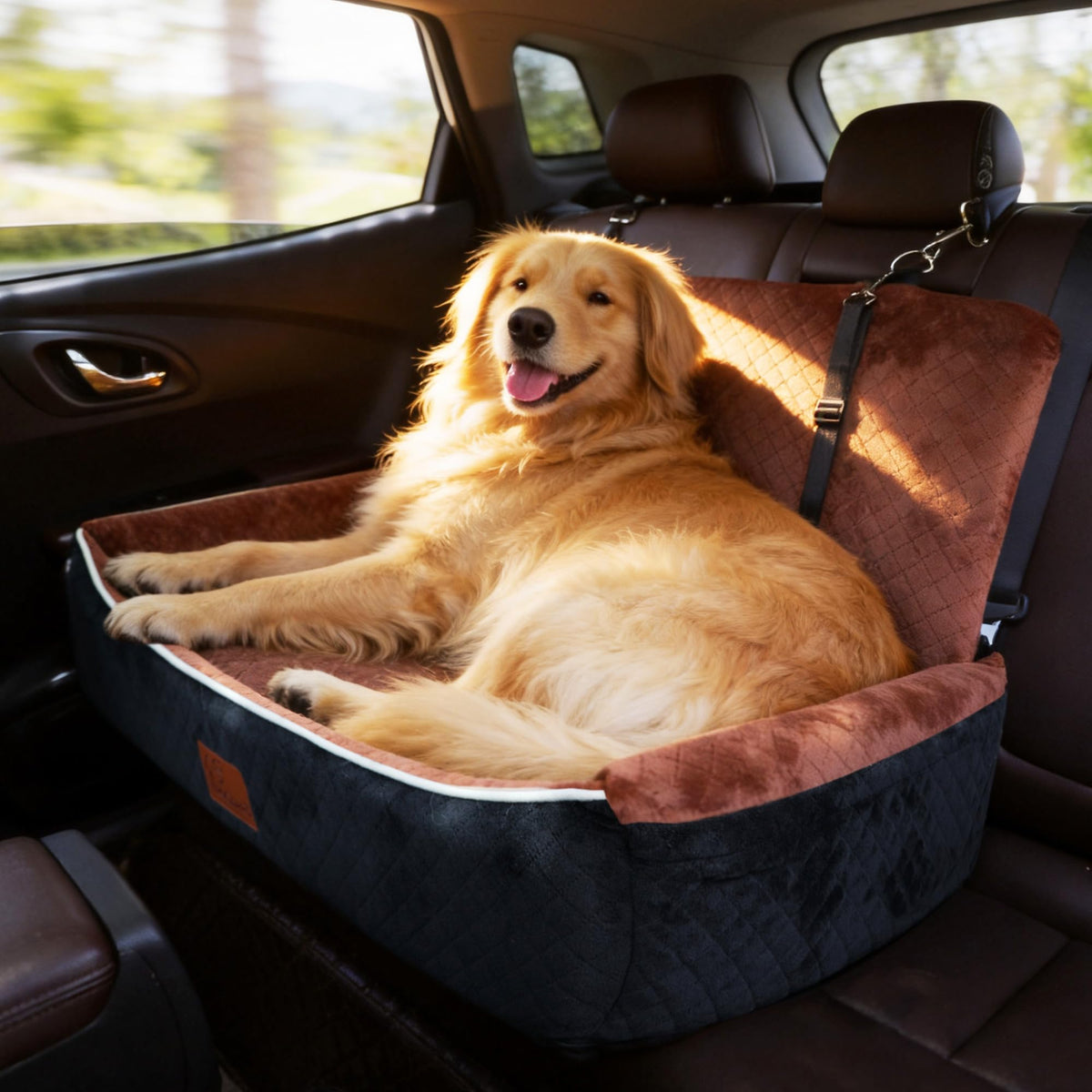 Large Dog Car Seat Portable Travel Dog Bed Velvet Memory Foam F2130