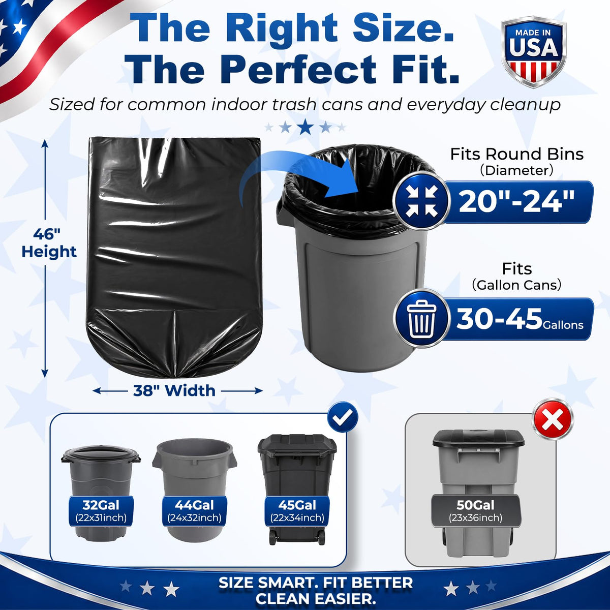 40-45 Gallon Heavy Duty Trash Bags U80771