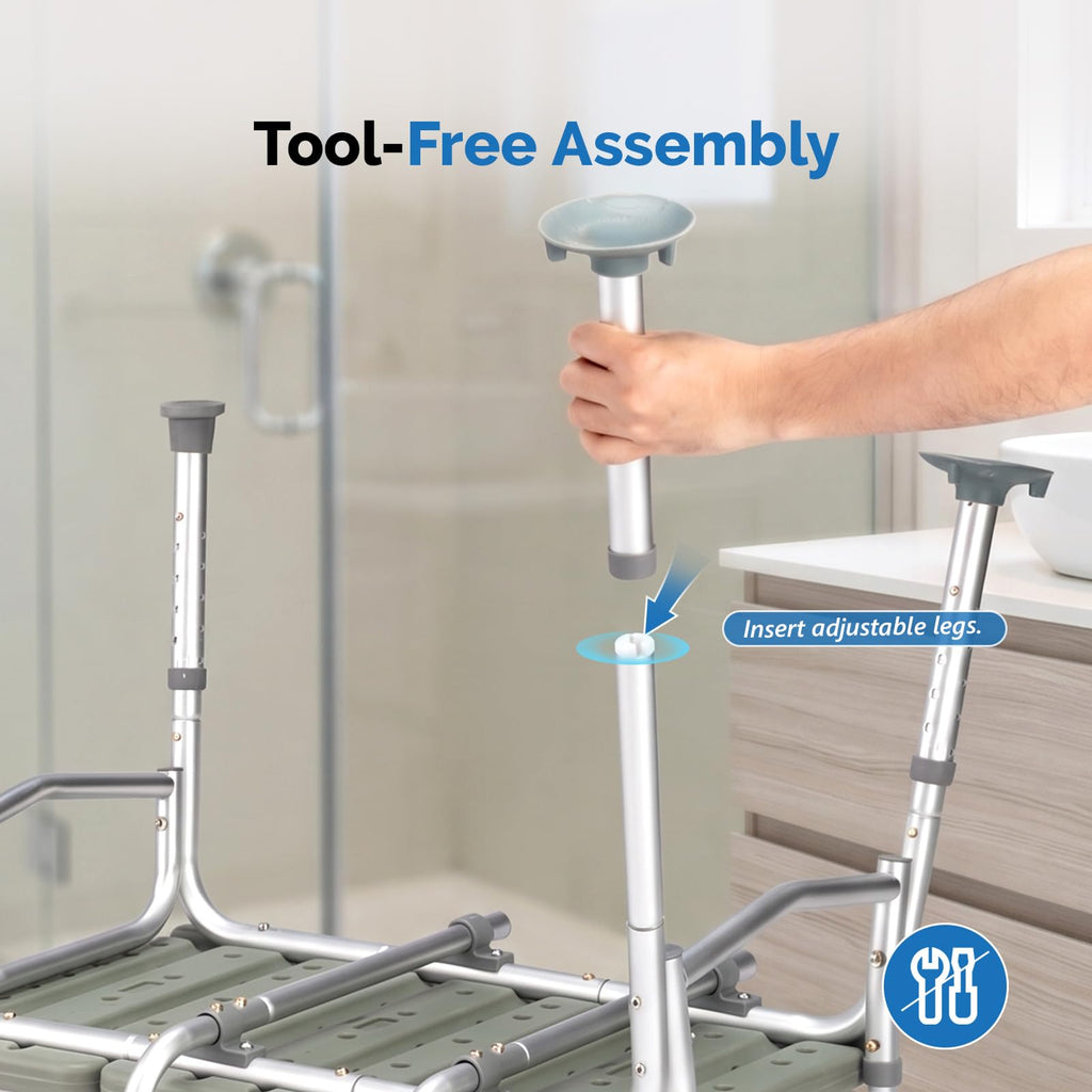 Height Adjustable Tub Transfer Bench Shower Chair with Backrest F7820