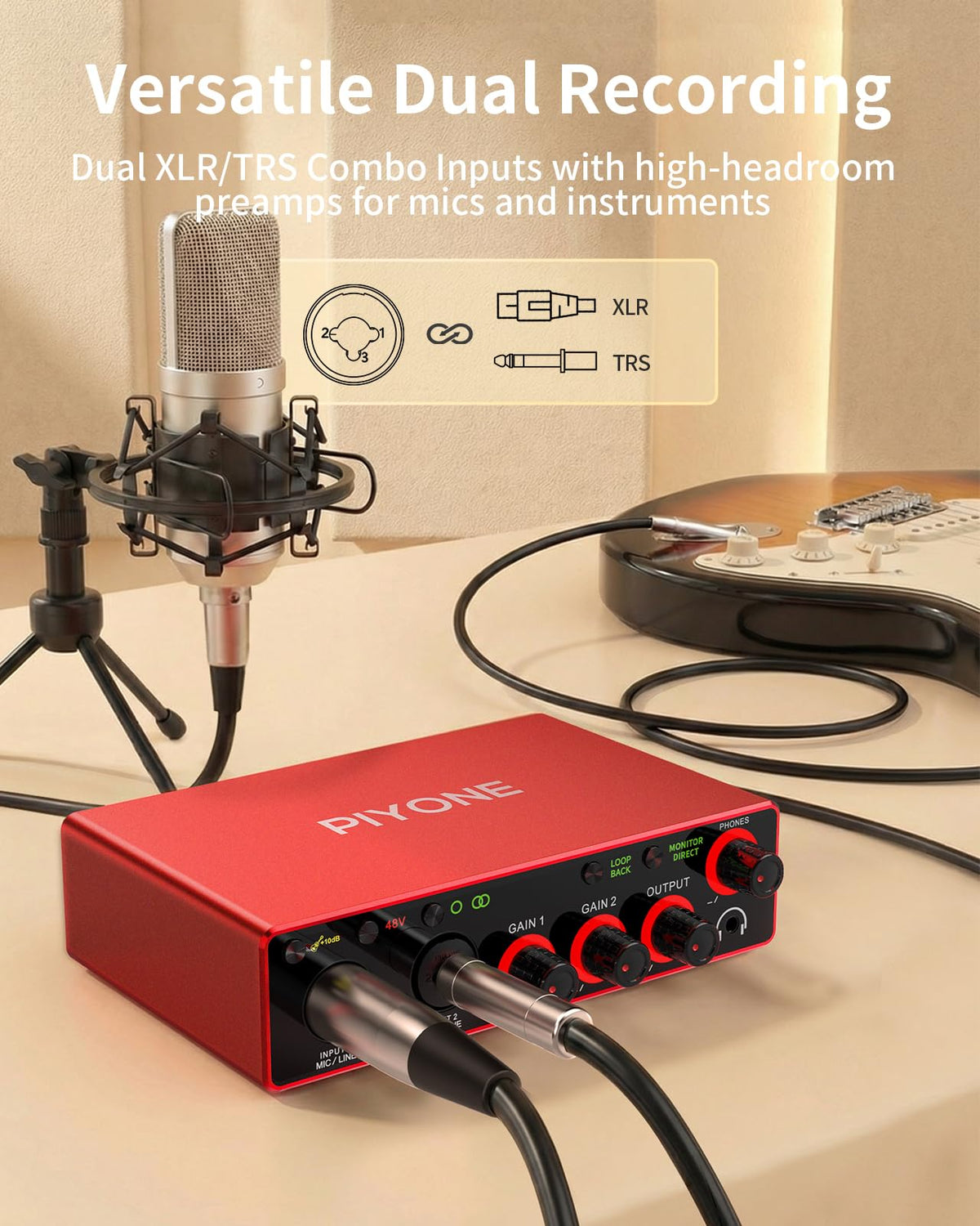 2X2 24-bit/192kHz Audio Interface with XLR/TRS Combo Input R780362