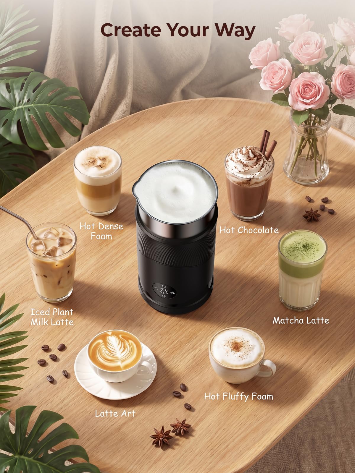 350ml Electric Milk Frother 4-in-1 Hot & Cold F958