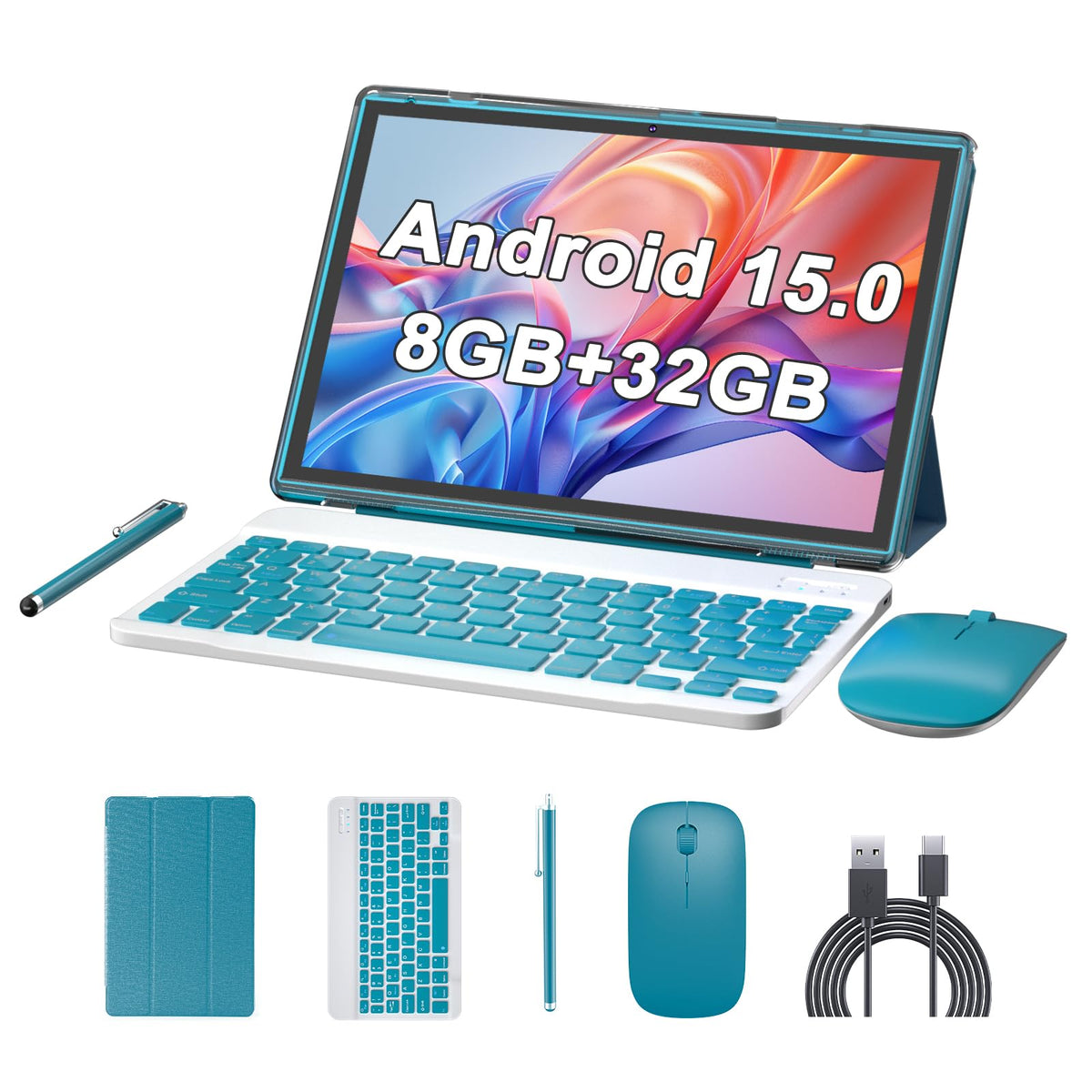 10 inch Android Tablet with Keyboard Stylus 8GB RAM 32GB ROM M65575