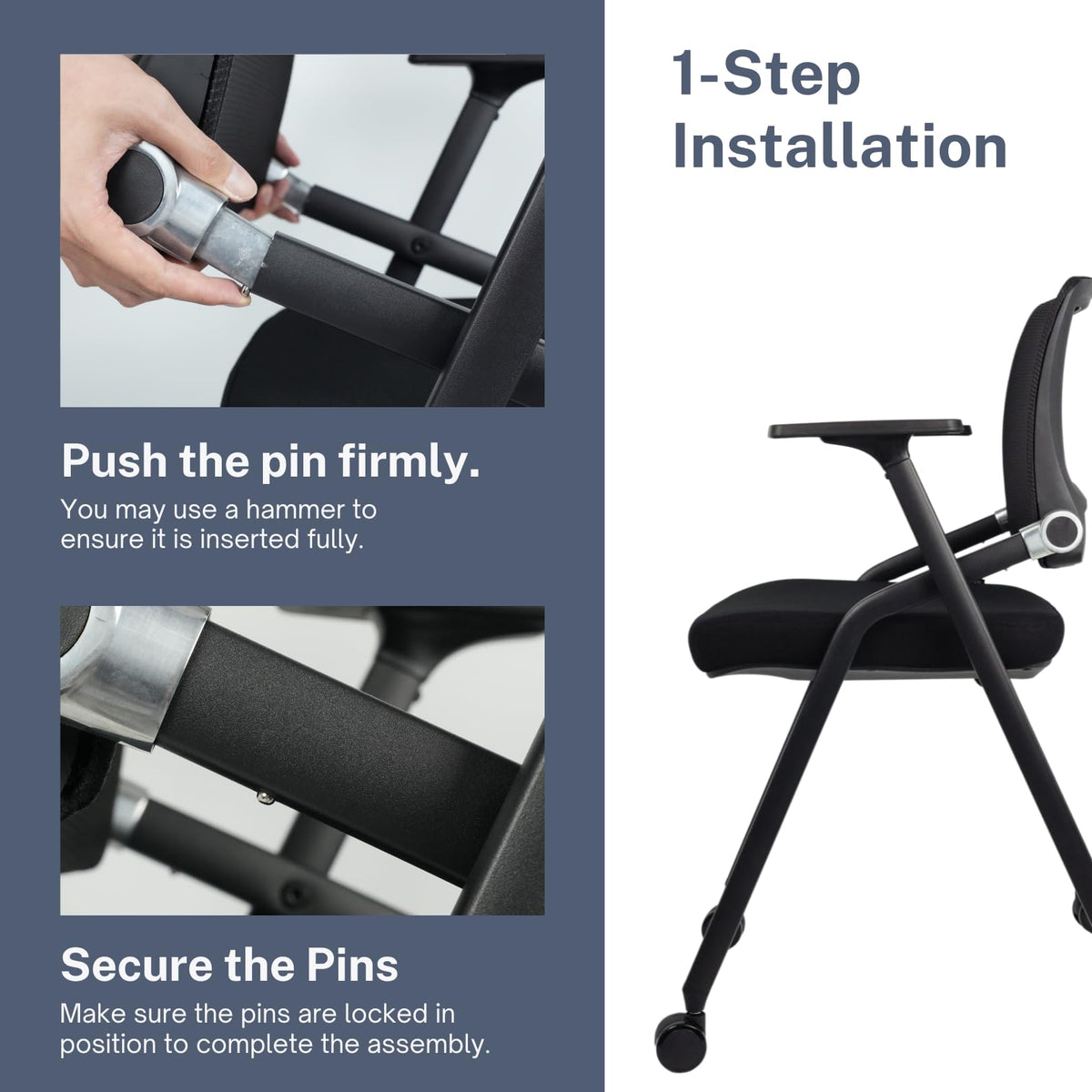 2 Pack Black Mesh Folding Office Chairs with Wheels R3173