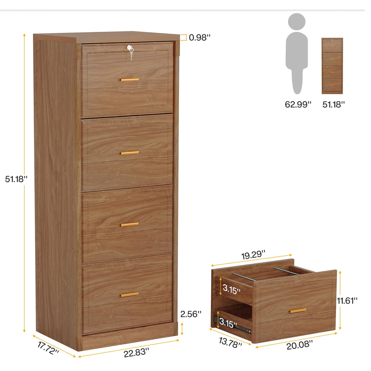 4 Drawer File Cabinet with Lock R248009