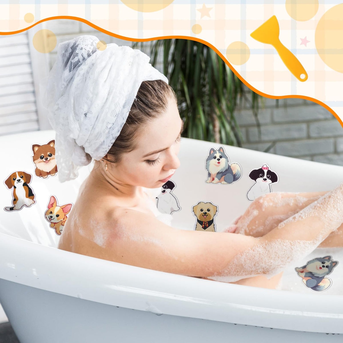 24 Pcs Dog Bathtub Non Slip Stickers Q13239