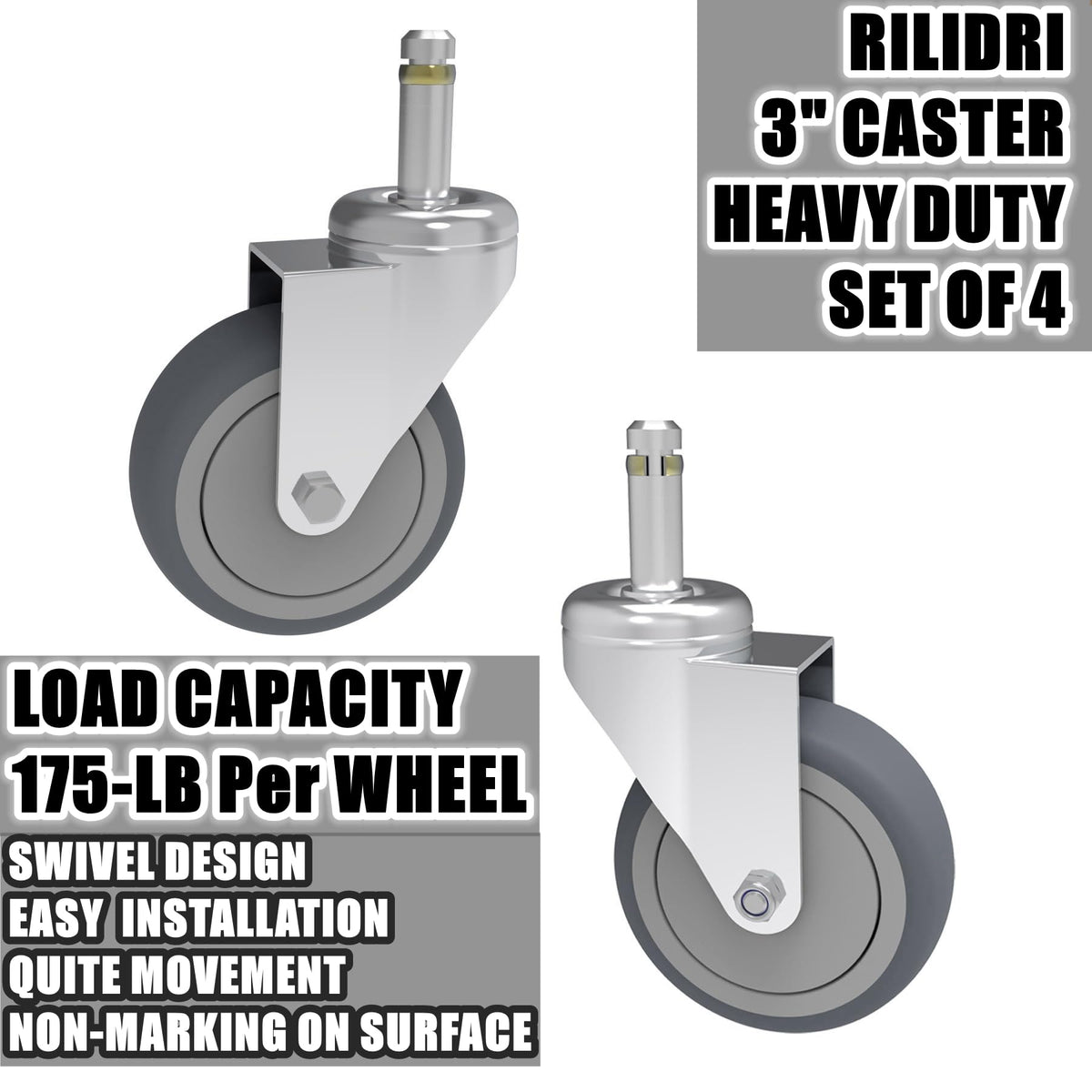 3-Inch Swivel Stem Caster 4 Pack Q27577