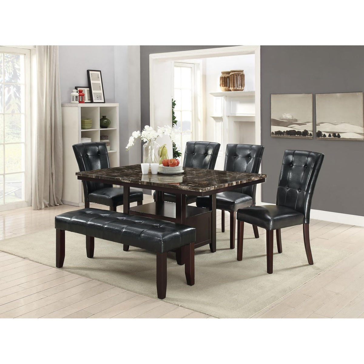 Black Faux Leather Parson Chairs Set of 2 P9065