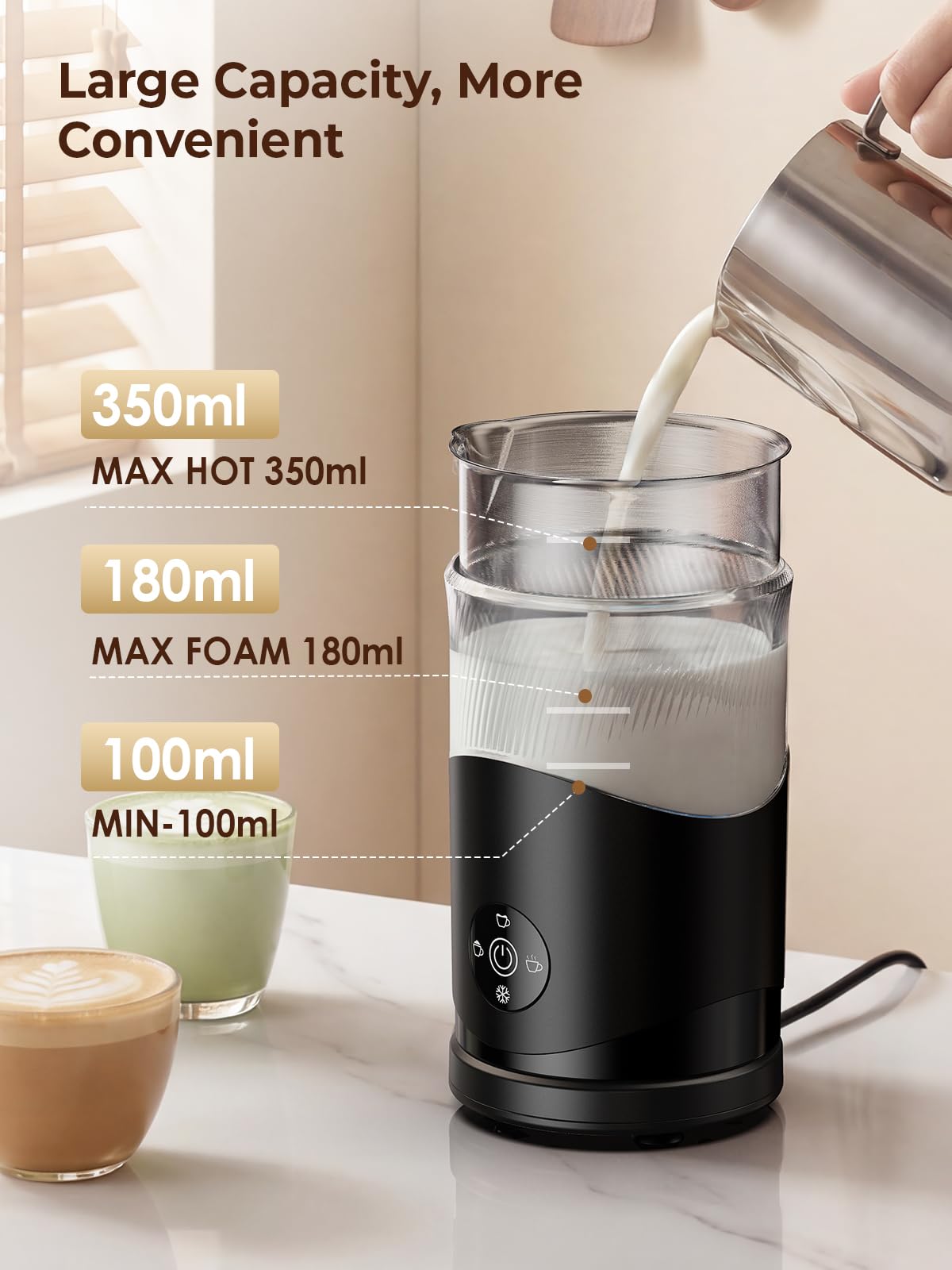 350ml Electric Milk Frother 4-in-1 Hot & Cold F958