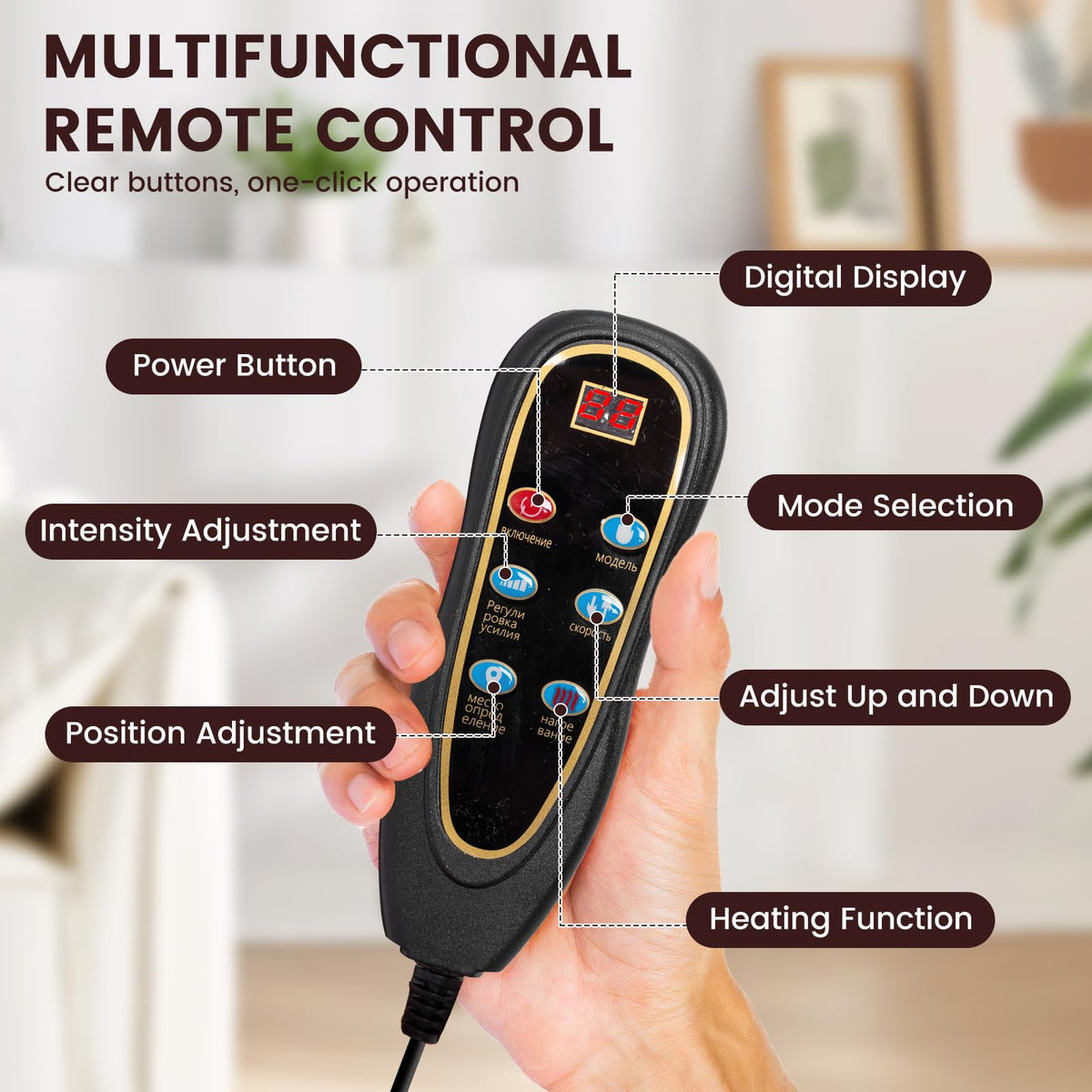 Full Body Massage Cushion with Heat, 10 Vibration Heads, 9 Speeds M9569